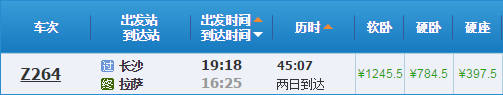 長(zhǎng)沙到拉薩火車