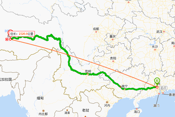 廣州到拉薩距離